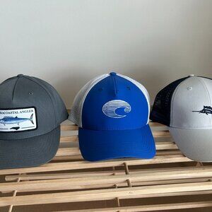 three summer trucker style hats